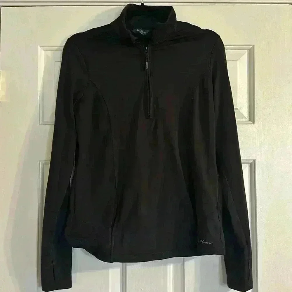 EUC Women’s Eddie Bauer Black Pullover Size Small Polyester/Spandex Blend